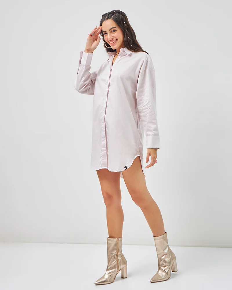 بيواكوف Women's Purple Super Loose Fit Shirt Dress